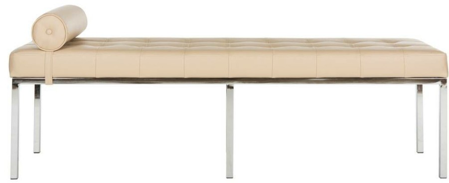 Living Furniture * | Special Offers Xavier Leather Tufted Bench W/ Pillow Safavieh Fox6240A