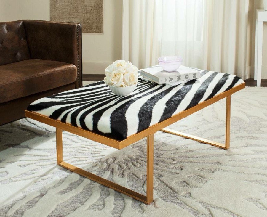 Living Furniture * | Clearance Sale Millie Loft Bench/Coffee Table In Zebra/Gold Safavieh Fox6251C