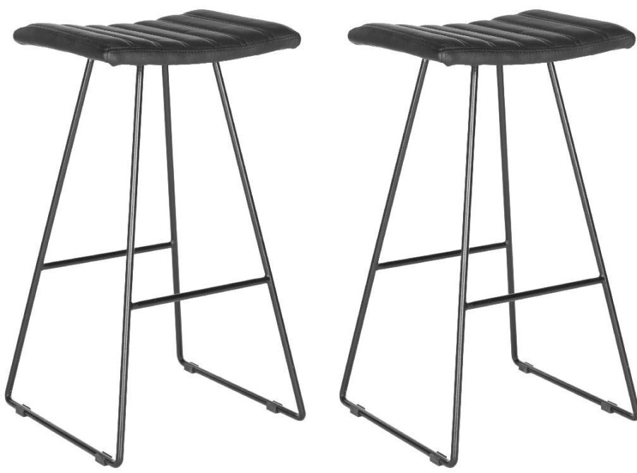 Furniture * | Promotions Akito Bar Stool In Black/Black Safavieh Fox2010B-Set2