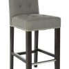 Furniture * | Clearance Sale Thompson 23.9 Linen Counter Stool W/ Silver Nailheads In Sea Mist/Espresso Safavieh Mcr4511C