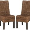 Furniture * | Shoping Avita 18"H Wicker Dining Chair In Brown Safavieh Sea8012B-Set2