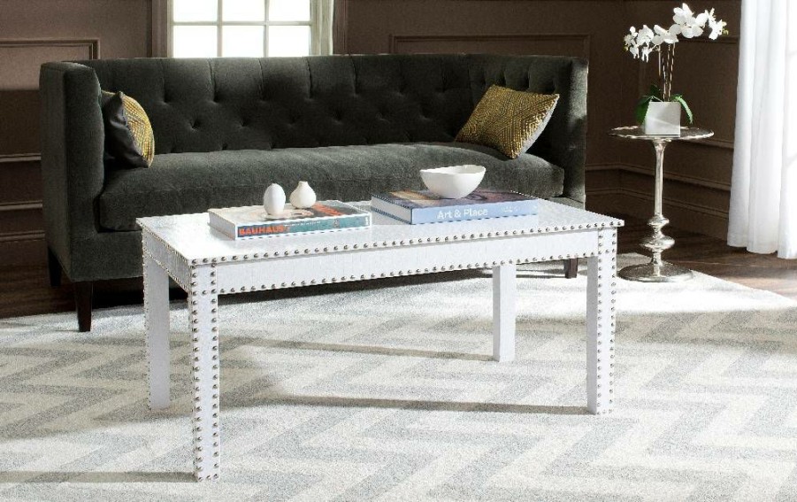 Living Furniture * | Limit Offer Crispis Coffee Table In White Crocodile Safavieh Fox9514B