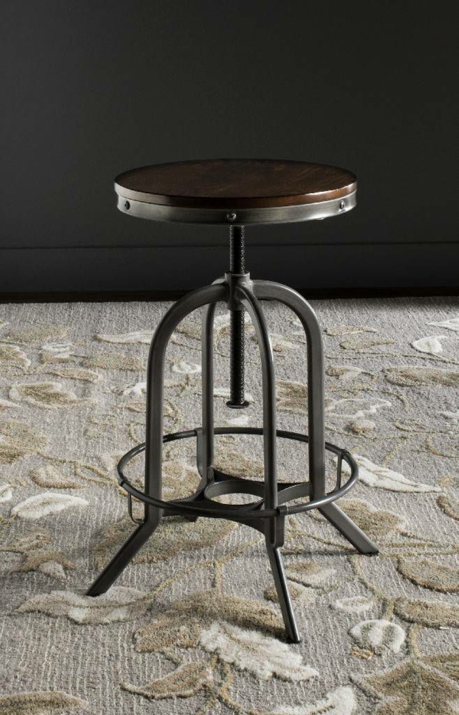 Furniture * | Promotions Wildomar Swivel Stool In Burnt Oak Safavieh Fox6226A