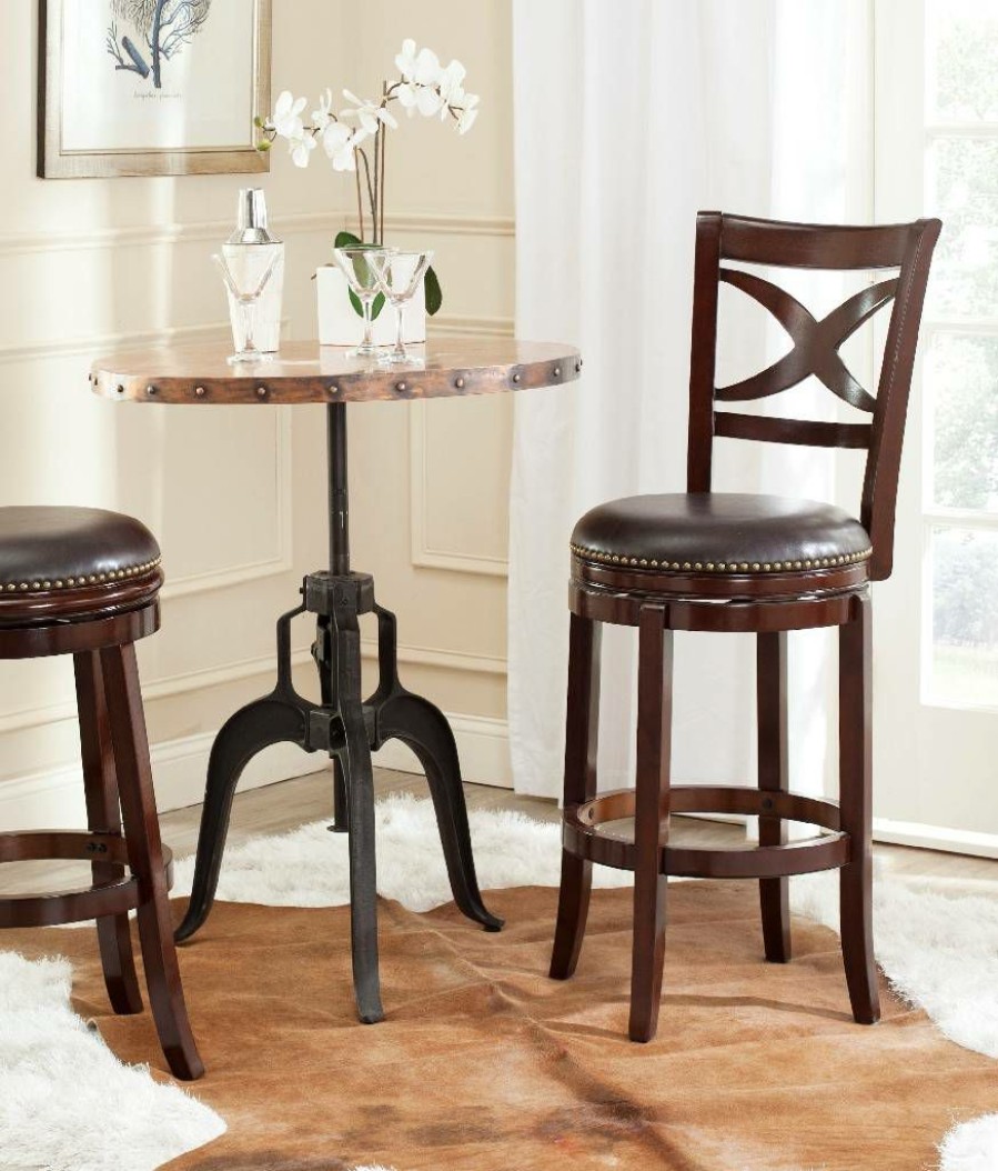 Furniture * | Hot Sell Santino Swivel Bar Stool In Sierra Brown/Brown Safavieh Fox7013A