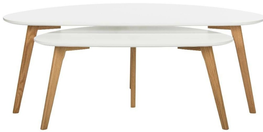 Living Furniture * | Best Price Olida Double Coffee Table In White Safavieh Fox8208A