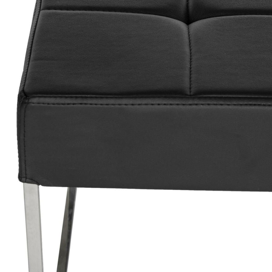 Living Furniture * | Crazy Deals Roitfeld Ottoman In Black/Chrome Safavieh Fox2024D