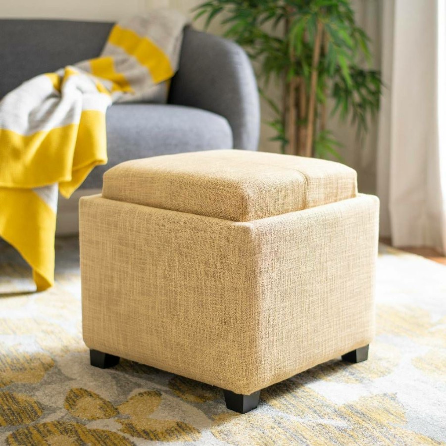 Living Furniture * | Classical Harrison Single Tray Ottoman In Gold/Black Safavieh Hud8233E