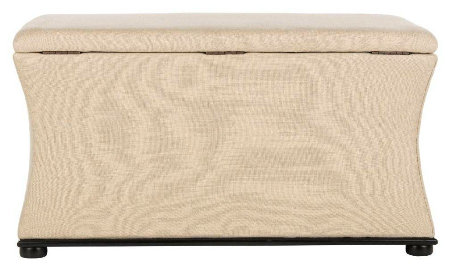 Living Furniture * | Wholesale Aroura Storage Bench In Black/Beige Safavieh Hud4071A